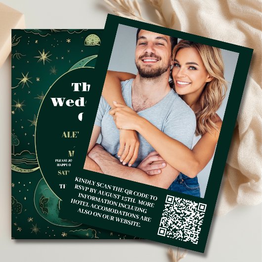 Foto Emerald Groen Goud Hemelse Bruiloft Kaart