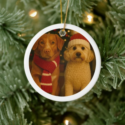 Foto en aangepaste tekst gepersonaliseerd keramisch ornament (Boom)