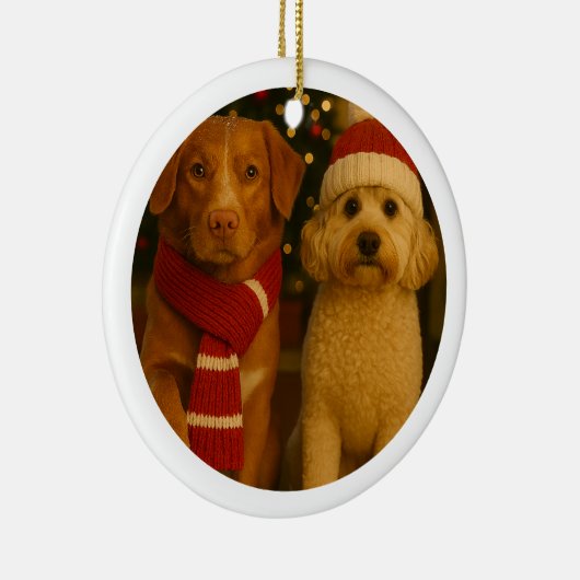 Foto en aangepaste tekst gepersonaliseerd keramisch ornament (Rechts)