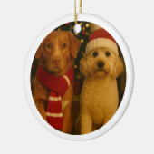 Foto en aangepaste tekst gepersonaliseerd keramisch ornament (Links)