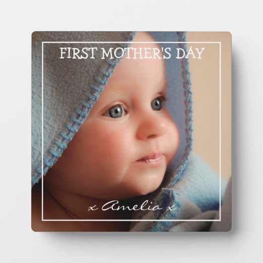 Foto en bericht Plaque eerste Moederdag Fotoplaat (Voorkant)
