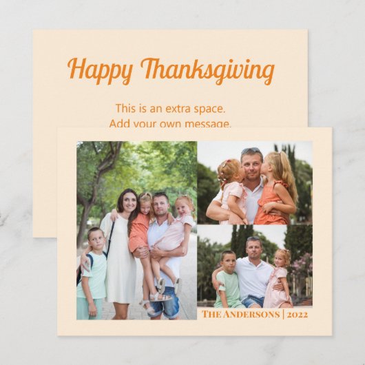 Foto en bericht van Cream CUSTOM Thanksgiving Briefkaart (Voorkant / Achterkant)