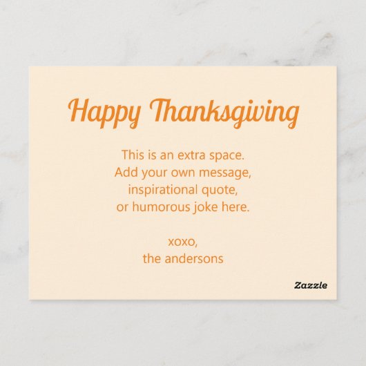 Foto en bericht van Cream CUSTOM Thanksgiving Briefkaart (Achterkant)