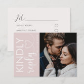 Foto en Blush Pink Wedding RSVP Kaart (Voorkant / Achterkant)