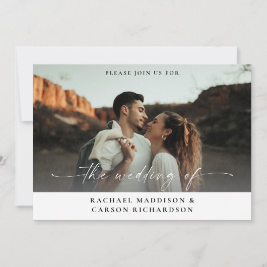 Foto en Calligrafie 3BF Mod Horizontale Trouwkaart Kaart (Voorkant)