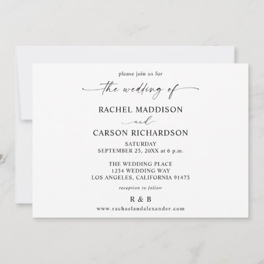 Foto en Calligrafie 3BF Mod Horizontale Trouwkaart Kaart (Achterkant)