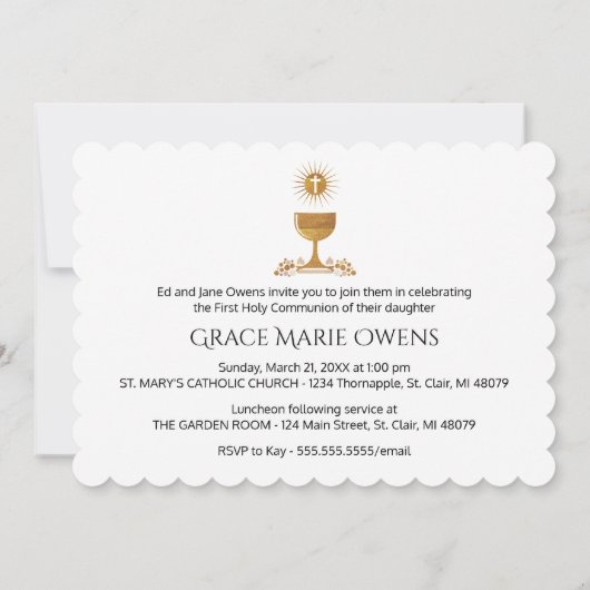 Foto en Chalis eerste communie uitnodiging (Achterkant)