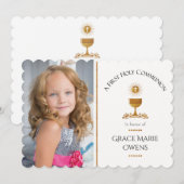 Foto en Chalis eerste communie uitnodiging (Voorkant / Achterkant)