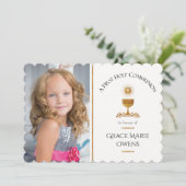 Foto en Chalis eerste communie uitnodiging (Staand voorkant)