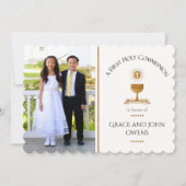 Foto en Chalis Eerste Communie Uitnodiging - Twin (Voorkant)