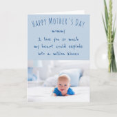 Foto en Cute Wording Blue Happy Mothers Day Kaart (Voorkant)