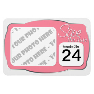 Foto en datum Roze "Save the Date" 4x6 Magnet Magneet