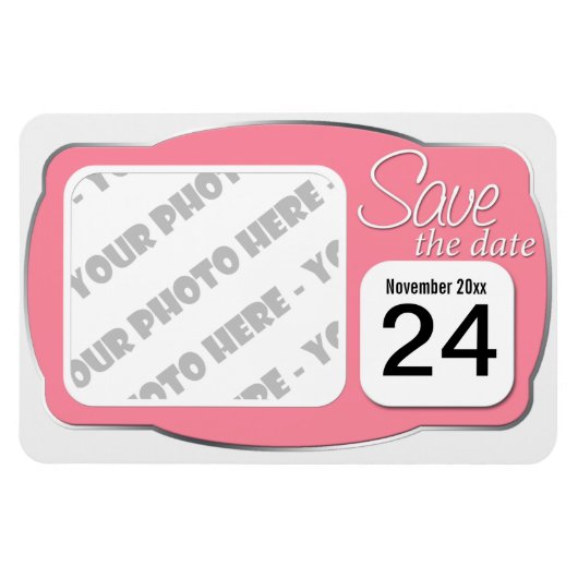 Foto en datum Roze "Save the Date" 4x6 Magnet Magneet (Horizontaal)