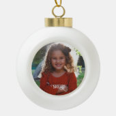 Foto en decoratieve naam van het kind keramische bal ornament (Voorkant)