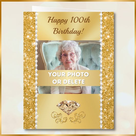 Foto en gepersonaliseerd, Happy 100th Birthday Kaa Kaart