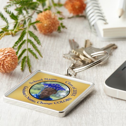 Foto en gepersonaliseerde Afstuderen Sleutelhanger (Zijkant)