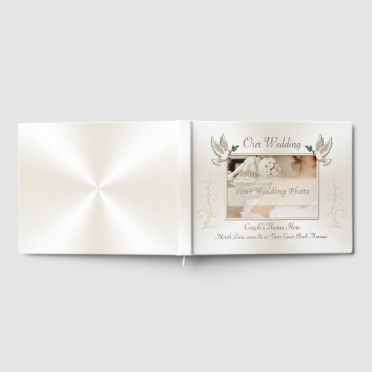 Foto en gepersonaliseerde ivoor bruiloft gastenboe gastenboek (Volledig)