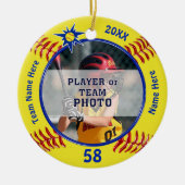 Foto en Gepersonaliseerde Softbal Team Gift Ideeën Keramisch Ornament (Voorkant)