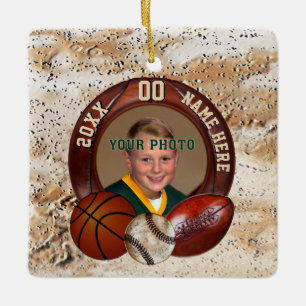 Foto- en gepersonaliseerde sportthema-ornamenten keramisch ornament