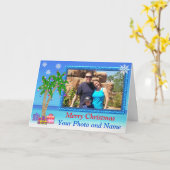 Foto- en gepersonaliseerde tropische kerstkaarten kaart (Gele Bloem)