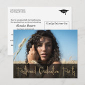 Foto en Gold Glitter Uitgestelde Graduation Party Briefkaart (Voorkant / Achterkant)