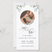 Foto en Greenery Wedding Save the Date Bladwijzer (Voorkant)