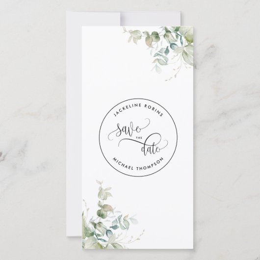 Foto en Greenery Wedding Save the Date Bladwijzer (Achterkant)