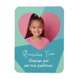 Foto en Hart Cadeau Bedankt voor Padrinos Magneet