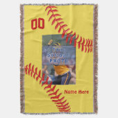 Foto- en Jouw tekst Softball Blanket voor spelers Deken (Voorkant Verticaal)