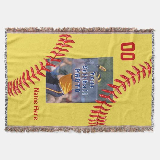 Foto- en Jouw tekst Softball Blanket voor spelers Deken (Voorkant)