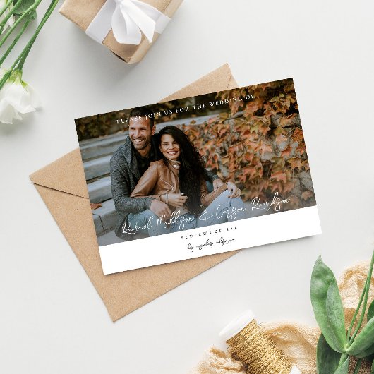 Foto en kalligrafie 14 modi Horizontal Wedding V2 Kaart