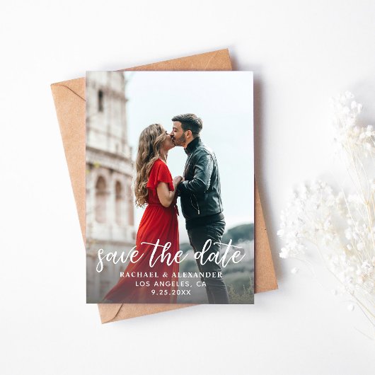 Foto en kalligrafie 2 Veritter sparen de Datum Kaart