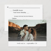 Foto en kalligrafie 3 modi horizontaal met maaltij RSVP kaartje (Voorkant / Achterkant)