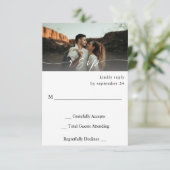 Foto en kalligrafie 3 modi horizontaal op maaltijd RSVP kaartje (Staand voorkant)