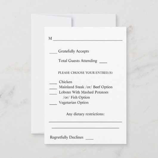 Foto en kalligrafie 3 modi Verticaal met Meal RSVP (Achterkant)