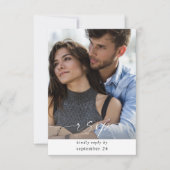 Foto en kalligrafie 3 modi Verticaal met Meal RSVP Kaartje (Voorkant)