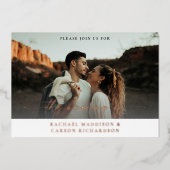 Foto en kalligrafie 3BF Mod Horizontal Wedding Folie Uitnodiging (Voorkant)