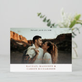 Foto en kalligrafie 3BF Mod Horizontal Wedding Folie Uitnodiging (Staand Voorkant)