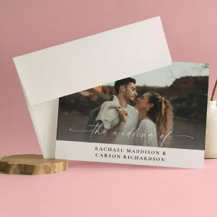 Foto en kalligrafie 3BF Mod Horizontal Wedding Inv Kaart