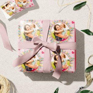 Foto en kleurrijke Abstracte kunst Roze hart Cadeaupapier