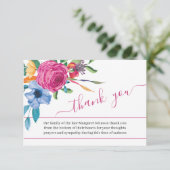 Foto en Kleurrijke Bloemen Begrafenis Dank u kaart (Staand voorkant)