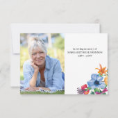 Foto en Kleurrijke Bloemen Begrafenis Dank u kaart (Achterkant)