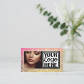 Foto en Logo Sjabloon Gold Sparkle Glitter Glam Visitekaartje (Staand voorkant)