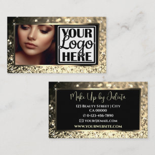Foto en Logo Sjabloon Gold Sparkle Glitter Glam Visitekaartje
