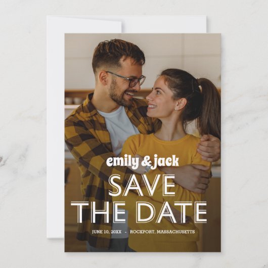 Foto en moderne gebold Typografie Save The Date (Voorkant)