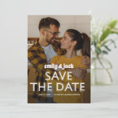 Foto en moderne gebold Typografie Save The Date (Staand voorkant)