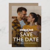 Foto en moderne gebold Typografie Save The Date (Voorkant / Achterkant)