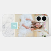 Foto en monogram van Chic Gray & White Marble Case-Mate iPhone Case (Achterkant (horizontaal))