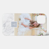 Foto en monogram van Chic Gray & White Marble Case-Mate iPhone Case (Achterkant (horizontaal))