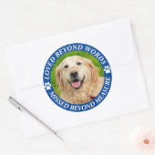 Foto en naam foto-memoriepost toevoegen ronde sticker (Envelop)